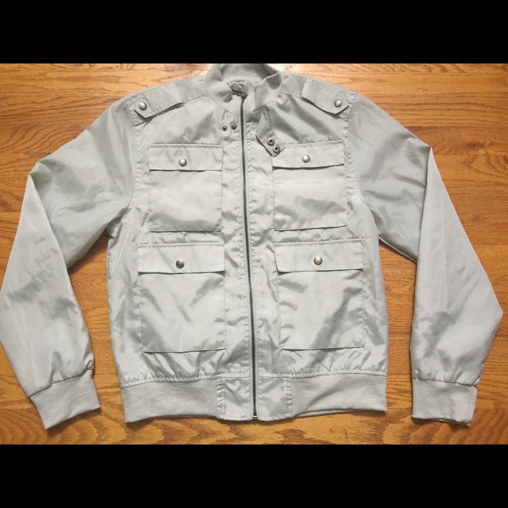 Mens Structure Light Grey Gray Nylon Jacket Small